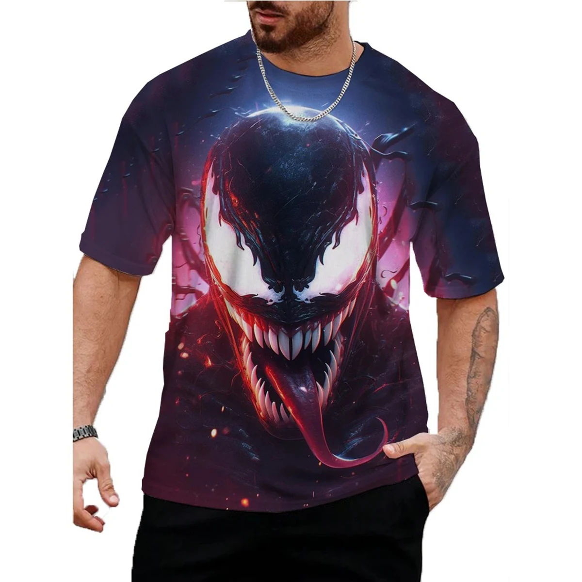 

Men's Spider Man Venom 3D T-shirt Summer Short Sleeve 3D Symbiotic Element Printed Breathable and Sweatproof Round Neck Loose