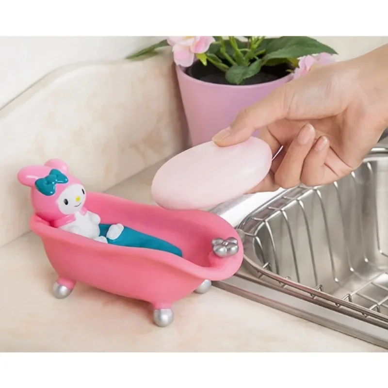 Sanrio Hello Kitty Bathroom Soap Holder Soap Box Cartoon Kitchen Sponge Holder Washroom Tool Handwash Soap Bracket Life Supplies