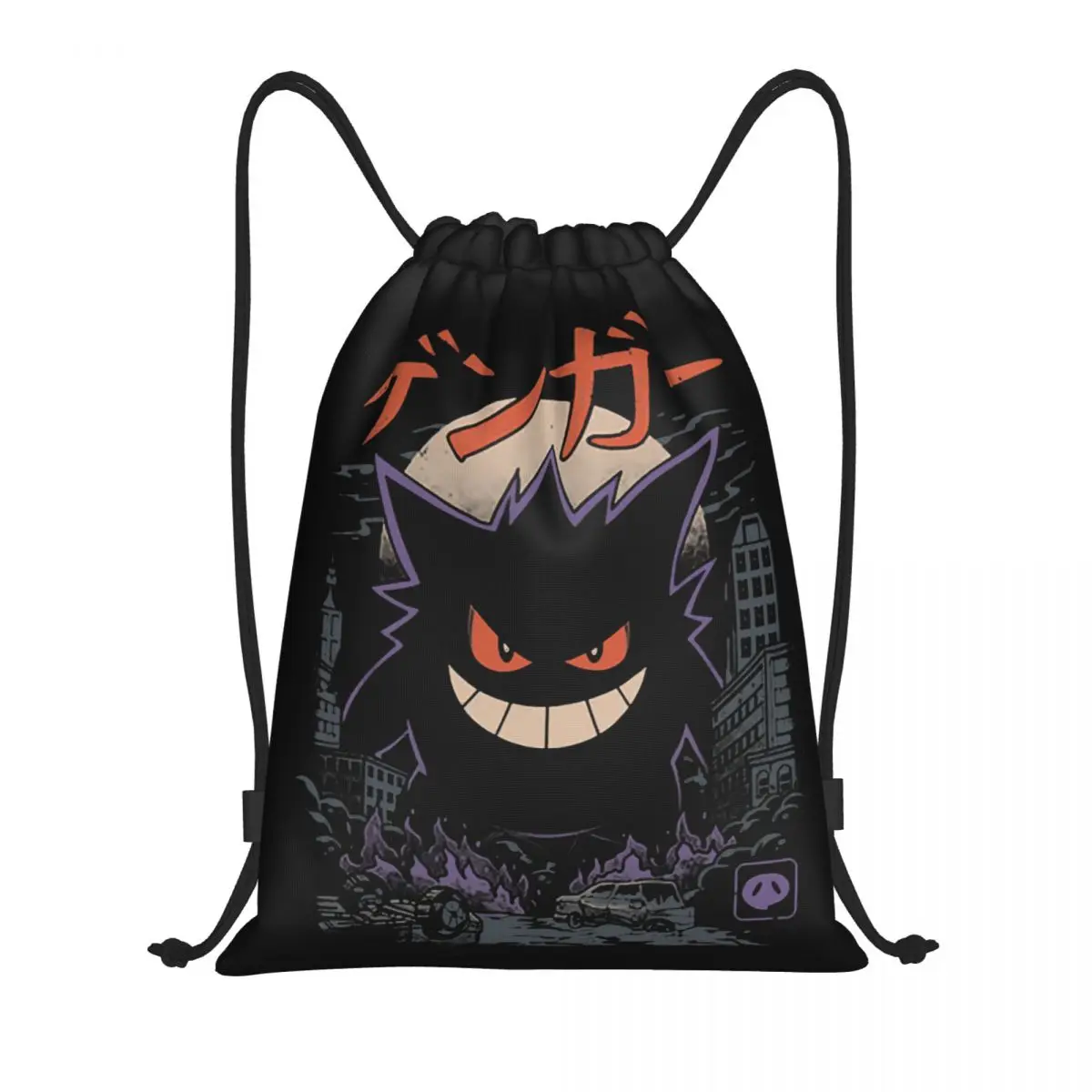 Gengar Kaiju Pokemoned Kordelzug-Rucksack im japanischen Stil, Sport-Sporttasche, String-Sackpack zum Laufen