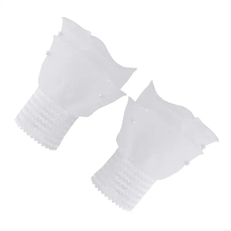 2026 New Fashionable Lace Arm Bands Sheer Mesh Fake Sleeves Pearls Beaded Layered Wrist Cuffs for Women Daily Outfit Enhancer