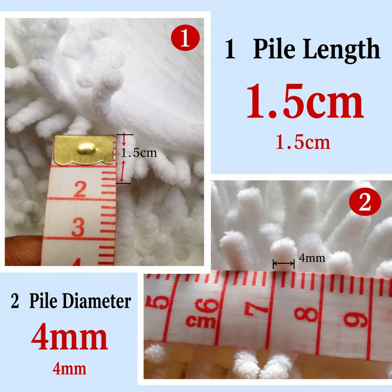 Chenille Caterpillar Plush Fabric 150cm Wide Polyester Fuzzy Material 1.5cm Pile 4mm Yarn for Mop Cloth, Carpets, Dolls & Crafts