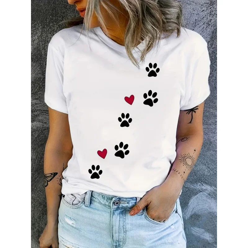 

Женская новая футболка, осенняя модная белая рубашка с коротким рукавом и принтом, с круглым вырезом, повседневный топ