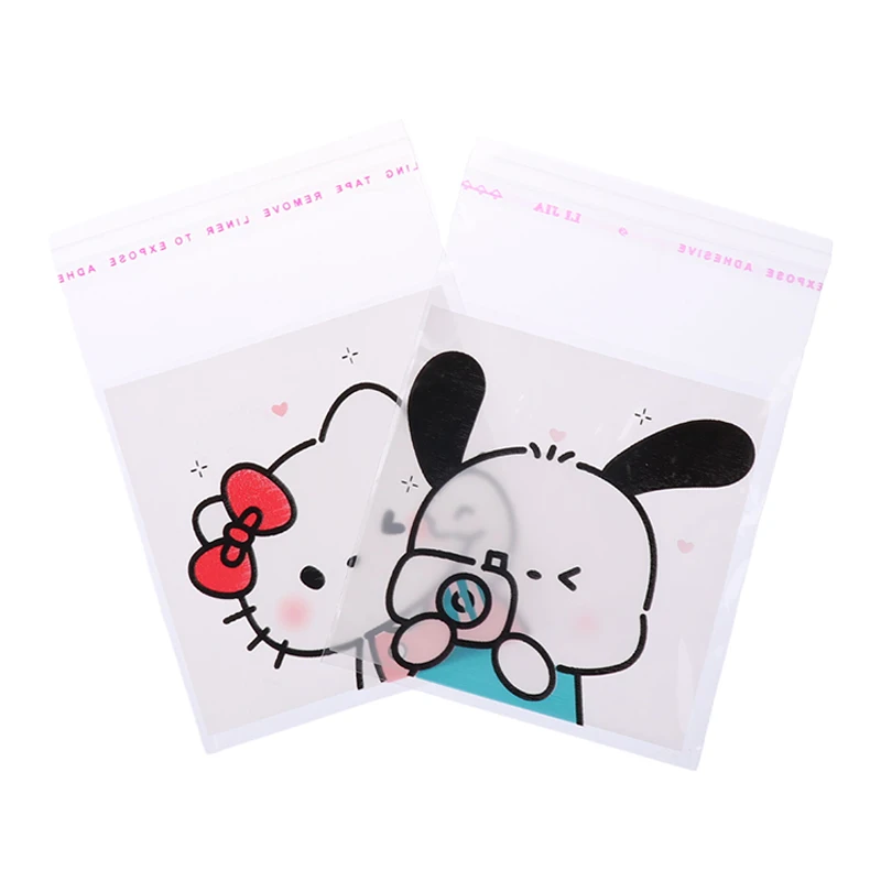 Sanrio Hello Kitty pochacco ถุงซิปล็อคโปร่งใส100ชิ้นถุงบรรจุกันน้ำถุงซานตาถุงซีลบิสกิตขนมด้วยตัวเอง