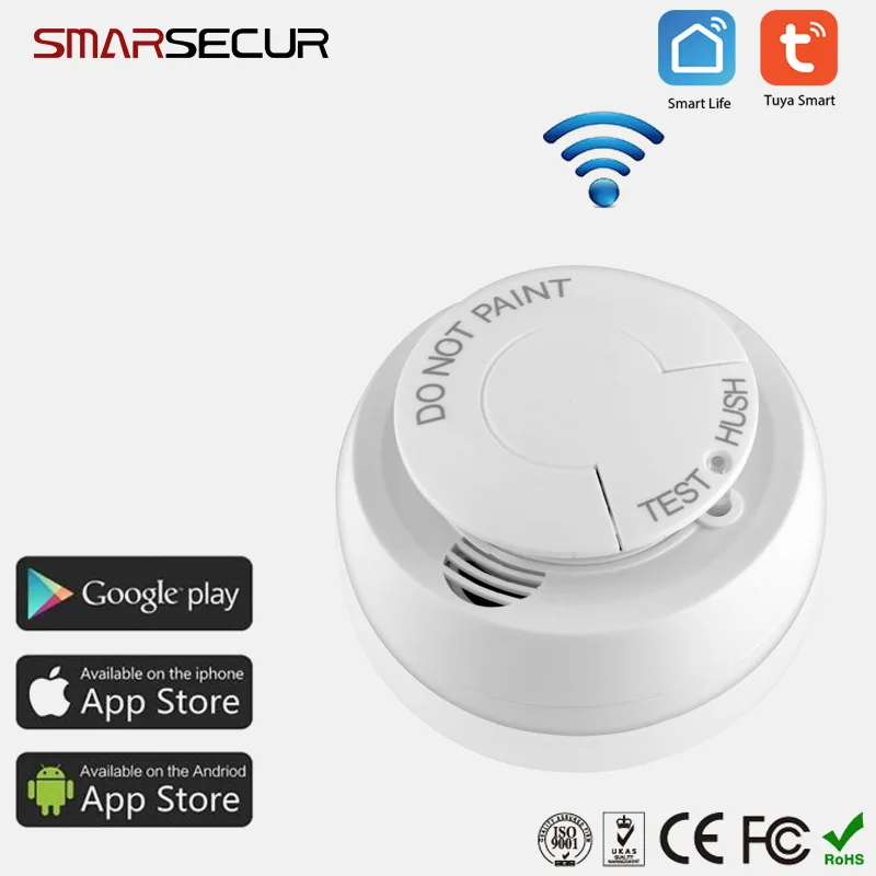 Tuya สมาร์ท WIFI เครื่องตรวจจับควัน APP ควัน Sensor Fire Alarm ระบบความปลอดภัย