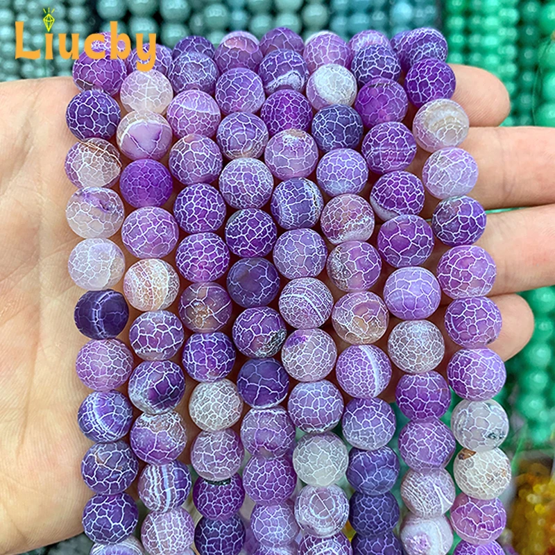 Roherz Naturstein Frost gebrochene Krabbe lila Achate Perlen für Schmuckherstellung DIY Handstring Armbänder Geschenk 15" Zoll 6/8/10mm