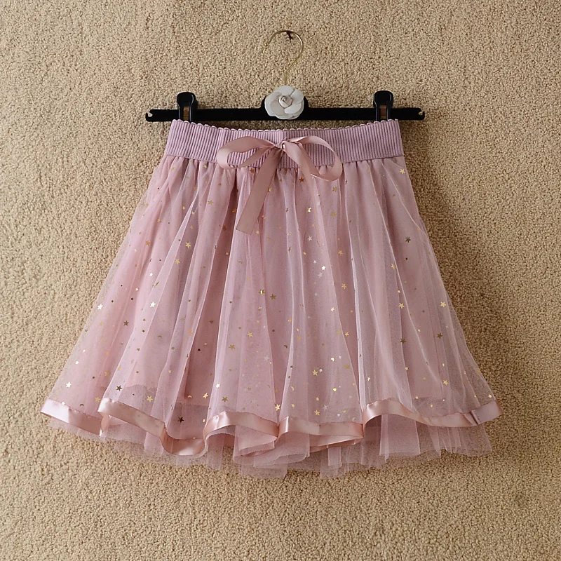 Women\'s High Waist A-Line  Skirt Spring Summer New Style Lace Mesh Fluffy Skirt Pants Skirt Korean Style Commute