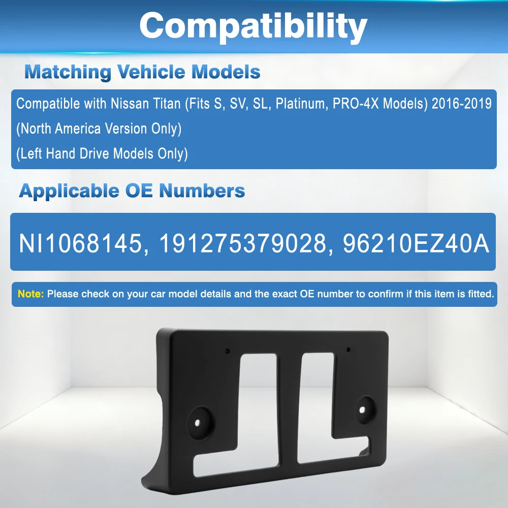 for-nissan-titan-s-sv-sl-platinum-pro-4x-models-2016-2019-car-front-license-plate-bracket-96210ez40a-ni1068145-191275379028