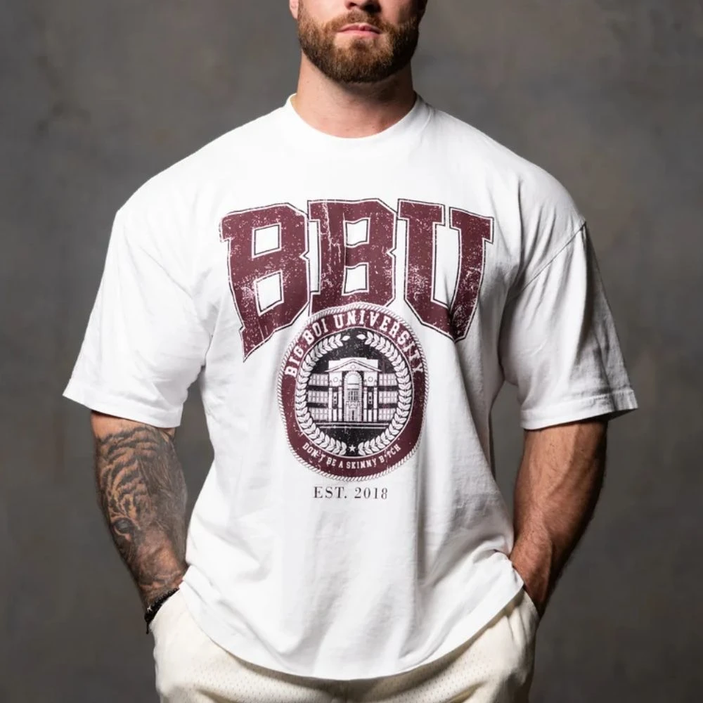 2026 BBU Big Boi University T-shirt GYM Graphic Cotton Tee Printing High-end Luxury Unisex Style Both of Men and Women