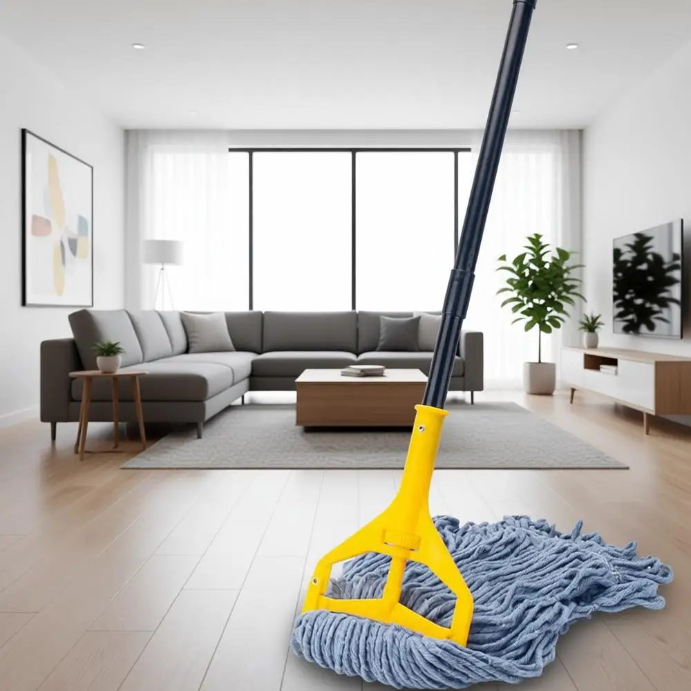 

Industrial Mop with 3 Extra Large Reusable Replacement, 59 Long Handle Heavy Duty Wet Mops, Looped-End String Cotton Mop for Flo