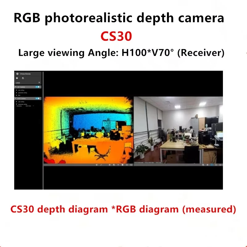 

Super-large perspective 3D solid state lidar CS30 Photorealistic RGB+TOF Depth camera