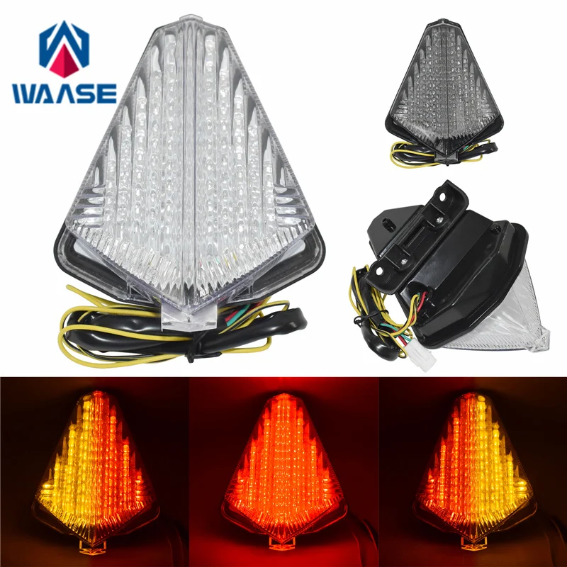 waase For Yamaha YZF R1 2007 2008 E-Mark Tail Light Brake Turn Signals Integrated LED Stop Light