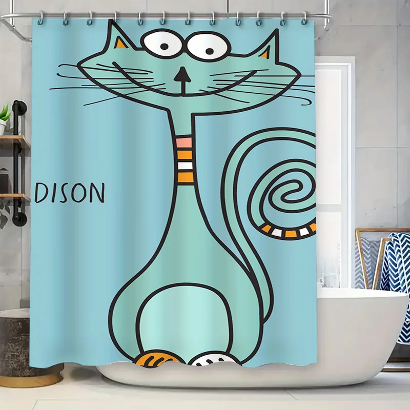 

Decorative Shower Curtain with Black Silhouettes of Dogs Perfect Addition for Your Bathroom