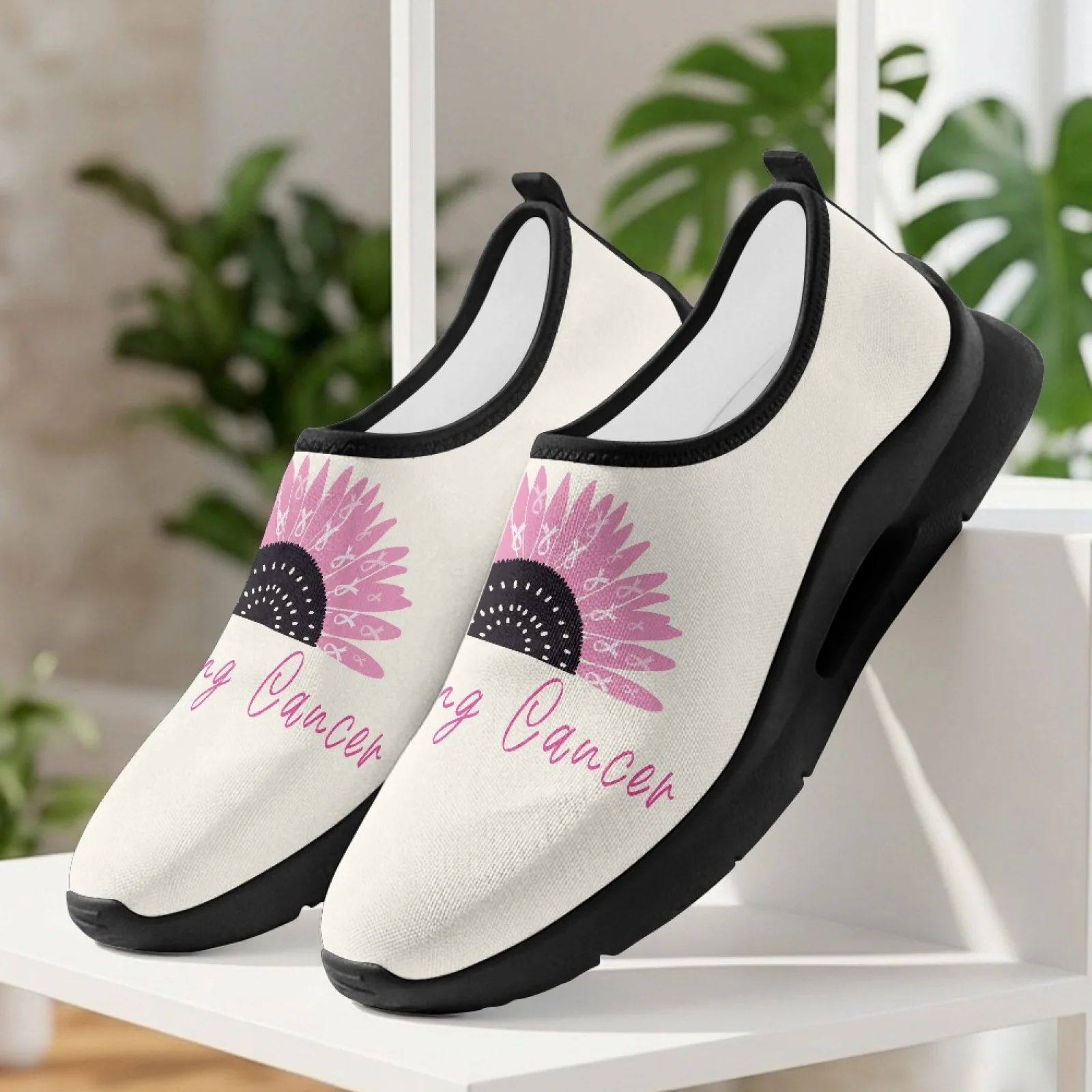 PENSTROLL Pink Sunflower Print Sneakers Casual Shoe for Men, Cushioned Non Slip Tennis Walking Skate Shoes