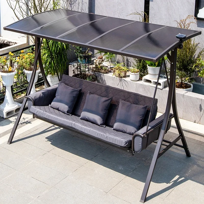 2026 Hot Sales Garden Swing Chair 3-Seater Hanging Bed Sunboard Ceiling Garden Swinging Chairs Patio Swing Chairs
