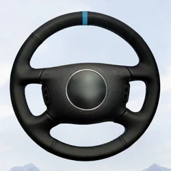 Perforated Leather Car Steering Wheel Cover Trim Black For Audi A2 (8Z) A3 (8L) Sprotback A4 (B5 B6) Avant A6 (C5) A8 (D2) S4