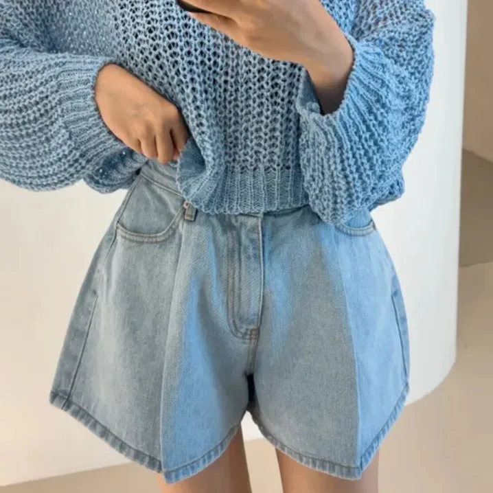 

Новые модные летние шорты в корейском стиле, универсальный дизайн, повседневные, А-силуэт, облегающие, с широкими штанинами, с высокой талией, из денима с покрытием