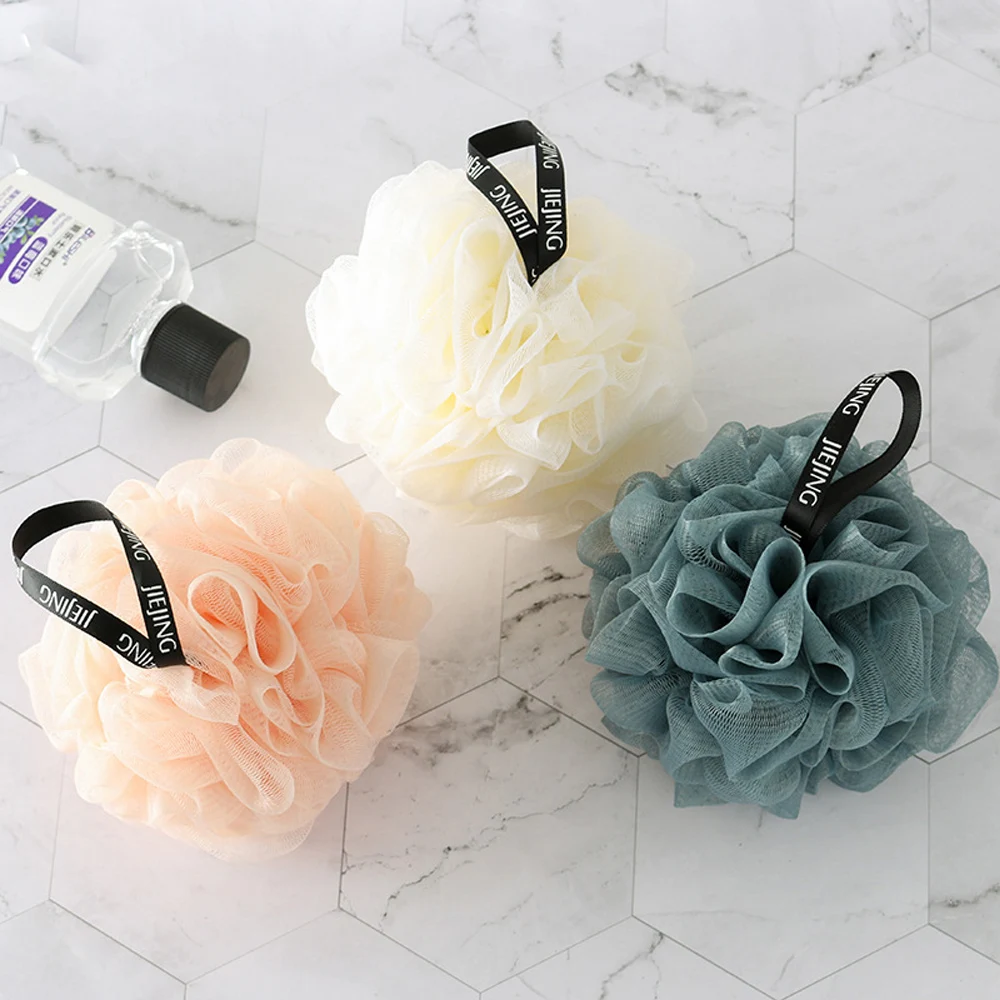 Cepillo trasero de malla suave para baño, bolas de esponja, cepillo de limpieza de nailon, depuradores exfoliantes de ducha, esponja Loofah para mujeres, hombres, Baño