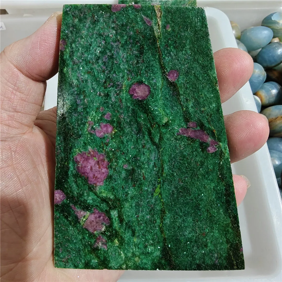 Real Red and Green Gemstones Natural Epidote Slab Ruby Mica Plate Mineral Specimens Rocks Slice Spiritual Decoration Stones Bulk