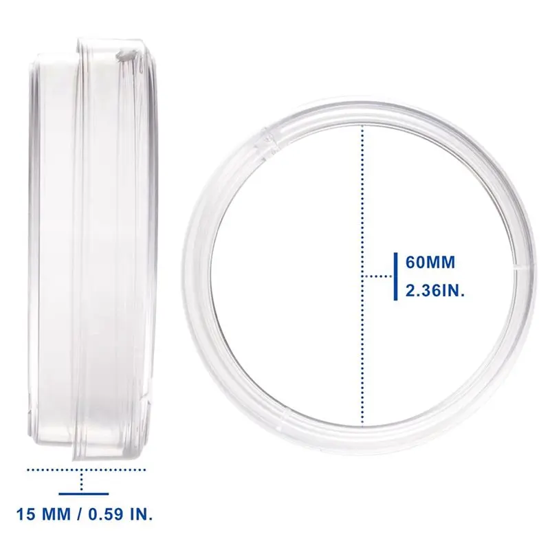 60 Pack 60 X 15 Mm Plastic Petri Dishes With Lids, Deep Clean, Sterile Petri Plates, Sterile Petri Dish For Science-Y18A