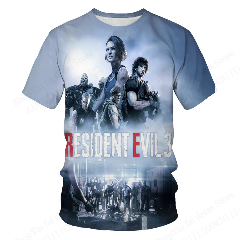 2025 New Fashion Game Resident Evil 3d Printed T-shirt Men Women T shirt Short-Sleeved Casual Top Tees Summer Graphic Tshirt Boy