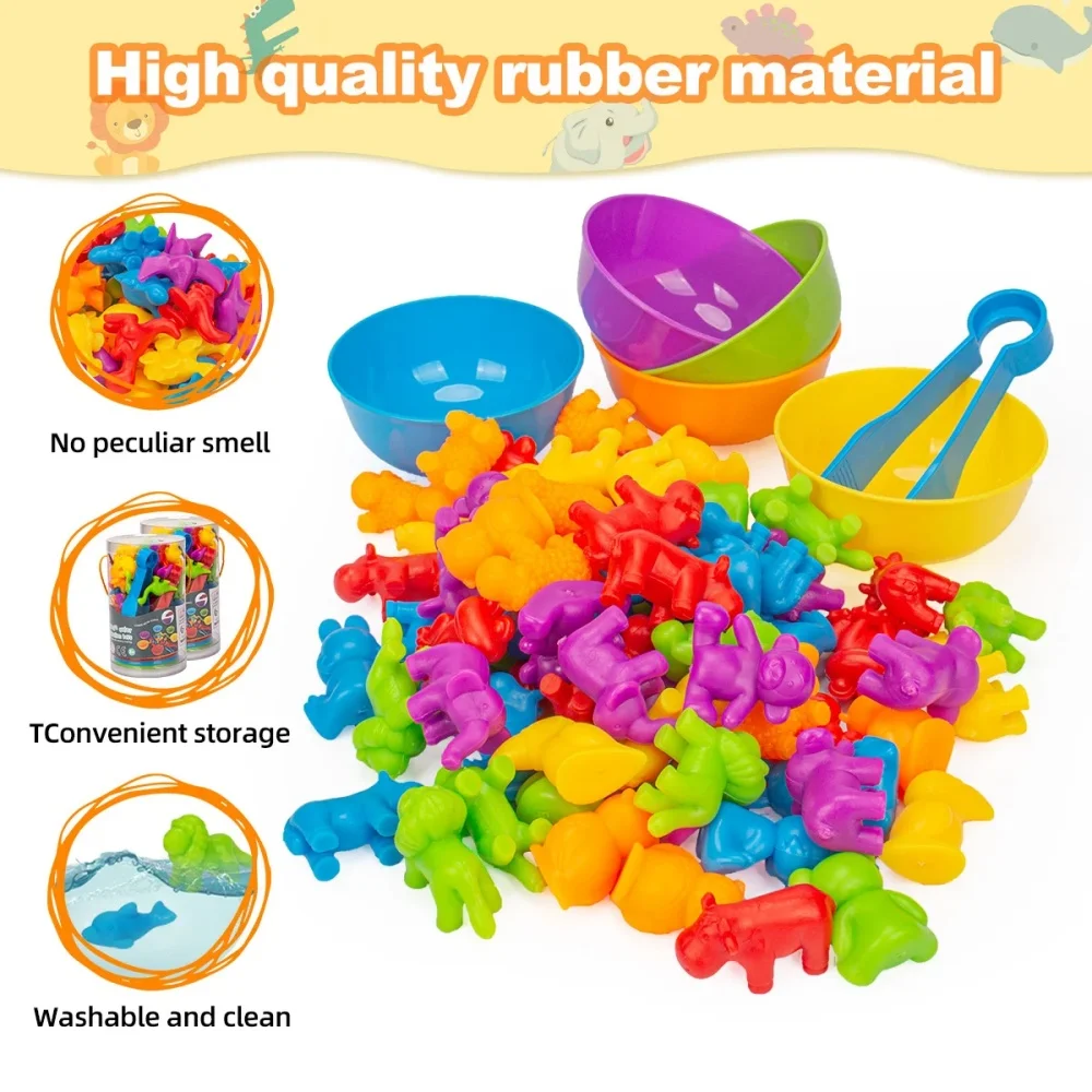 Calcolo Matematica animale Giocattoli Montessori Dinosauro animale Classificazione dei colori Gioco di abbinamento Giocattoli educativi per bambini