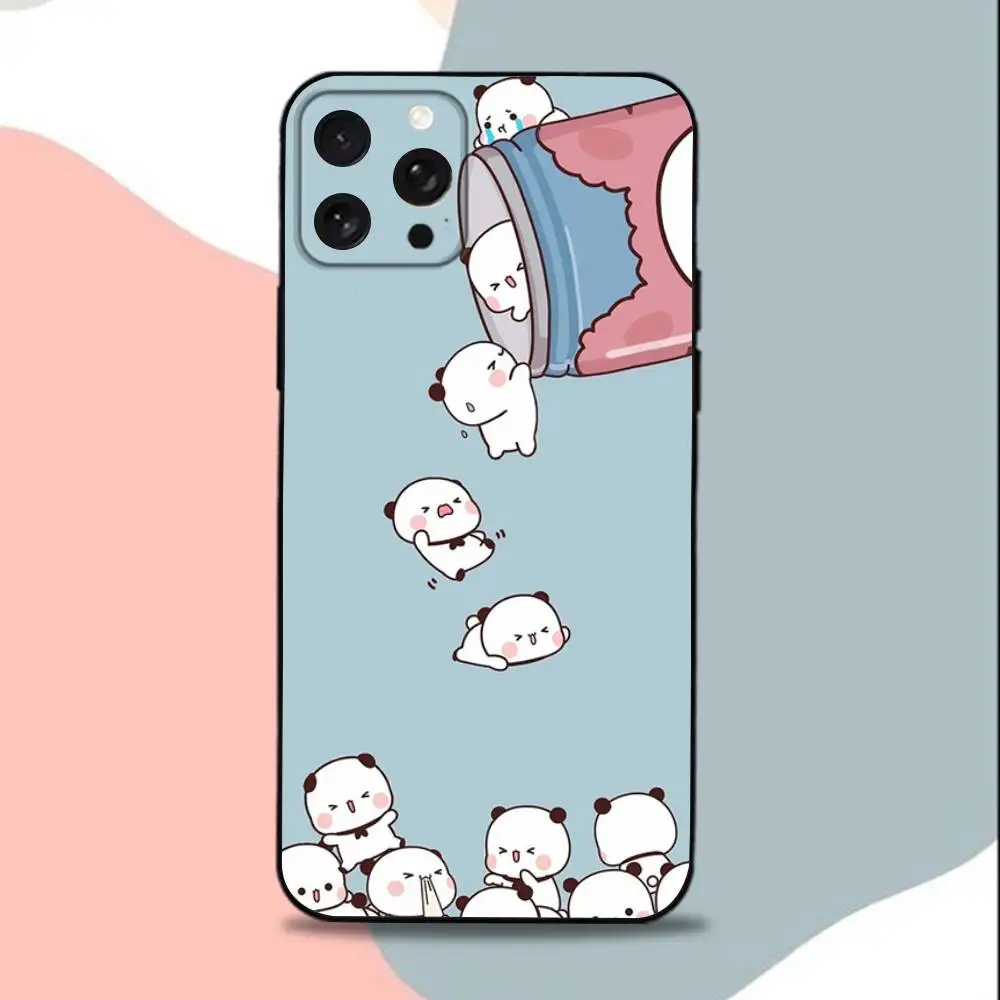 Casing HP C-Cartoon BUBU Lucu DUDU-es Untuk iPhone 15,13,16,12,11,17,14,Plus,Pro,Max,XS,XR,X,SE,Mini, Bahan Silikon Lembut Warna Hitam