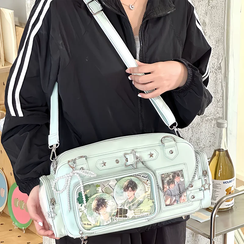 

Trendy Y2k Shoulder Ita Bag New Diy Large Capacity Transparent Crossbody Bag Lolita Girl Pvc Handbag Korean Concert Underarm Bag