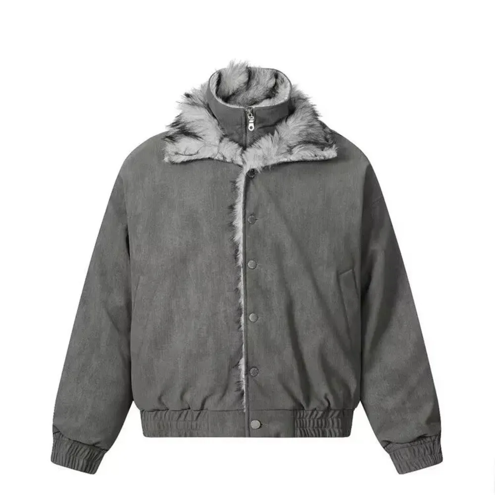 Men's Winter Thickened Fleece Lined Hooded Cotton Jacket Couple's Matching Outerwear Casual Comfortable Zipper Closure Coat