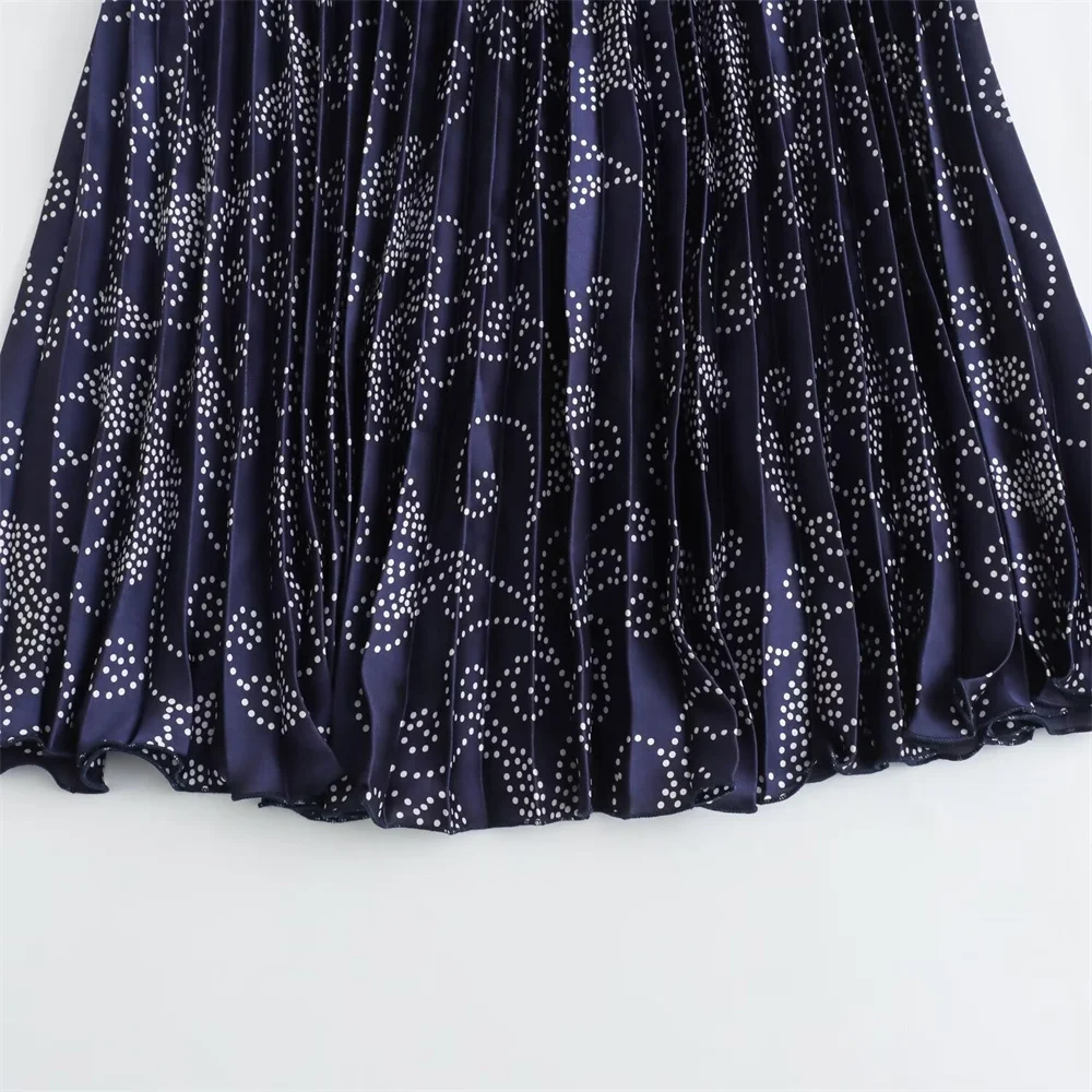 Taop&Za 2024 Women\'s Summer Fashion Origin Printed Folded Midi High Waist Hundred pleated Half skirt