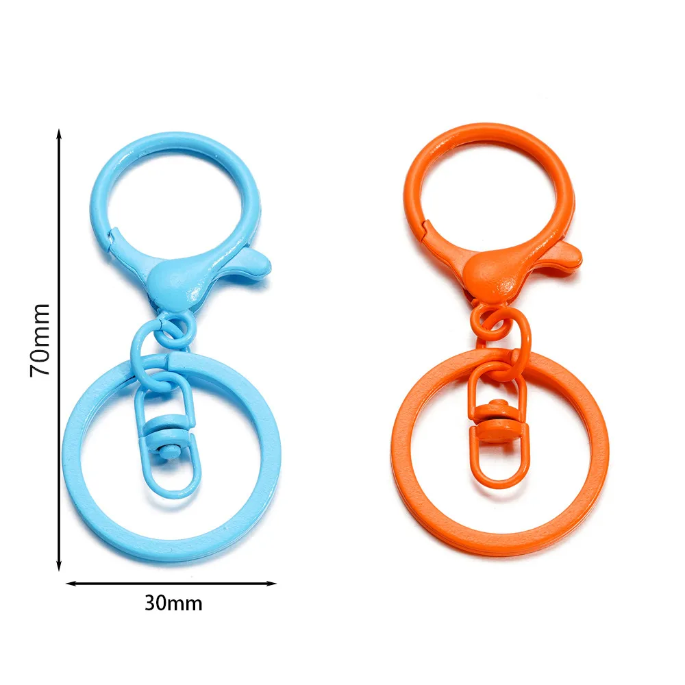 5Pcs/Lot 30mm Key Ring Long 70mm Popular Colorful Metal Lobster Clasp Key Hook Chain Jewelry Making for Keychain Supplies