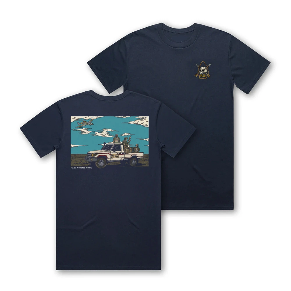 Military-style Pickup Truck and Attack Team Printed Short-sleeved T-shirt Tough-guy Style Top Summer New Collection