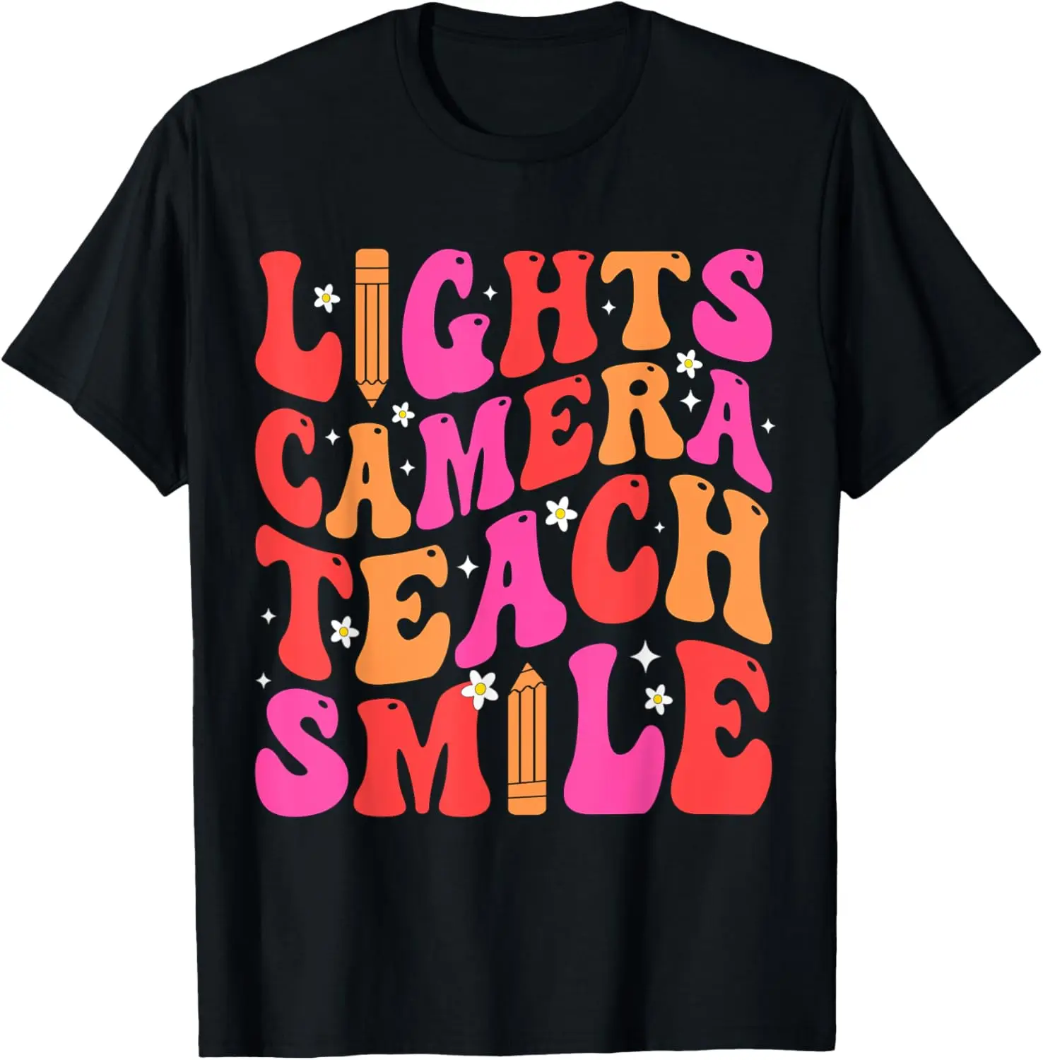 

Lights Camera Teacher Smile T-Shirt