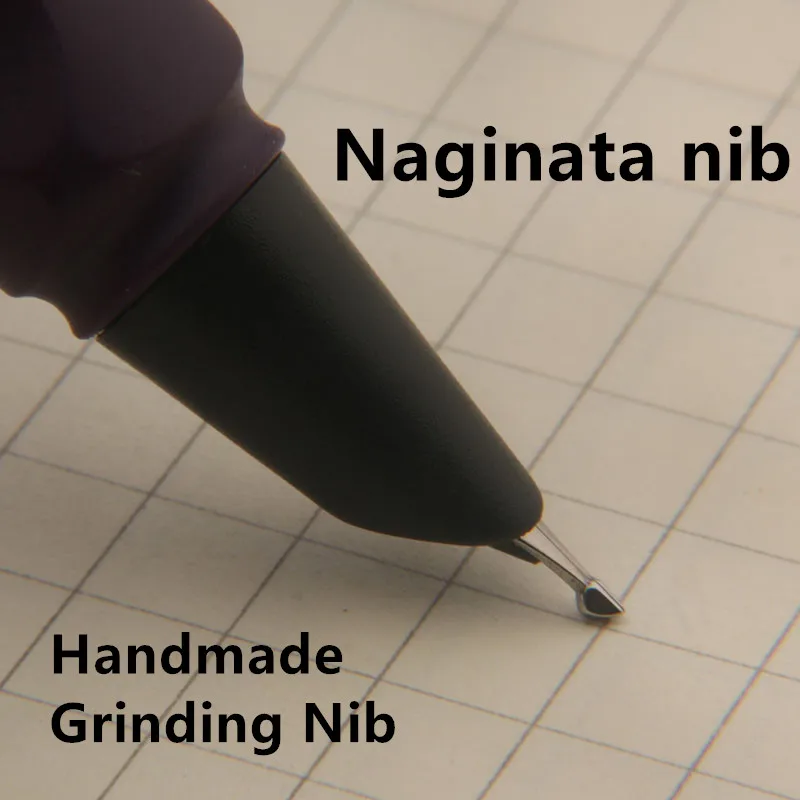 

High Quality Fountain Pen Naginata Pen Matte Purple Handmade Grinding Nib Stationery Office School Supplies Ink Pens