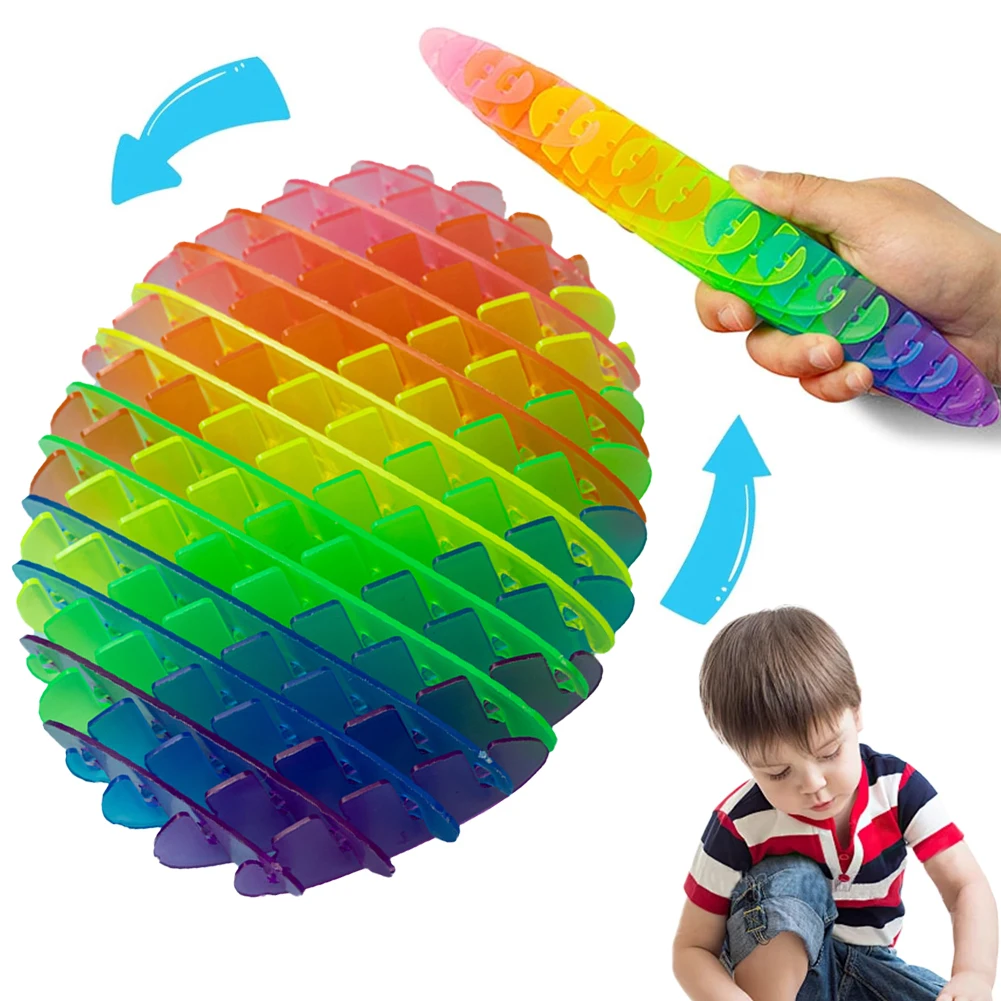 Sensory Deformable Plastic Shrapnel Decompression Worm Toy Colorful Funny Pocket Fidget Toy Sensory Stress Anxiety Relief Toys