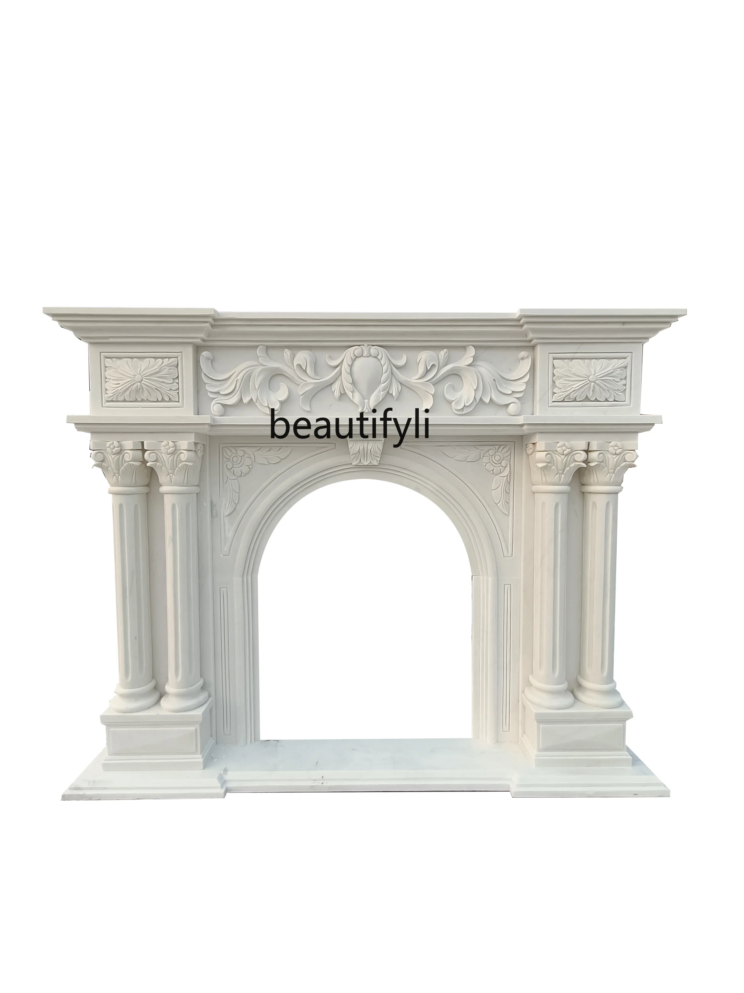 

Marble Fireplace French Style European Style Villa Living Room Curio Cabinet Natural Stone White Jade Jazz White Stone Carving