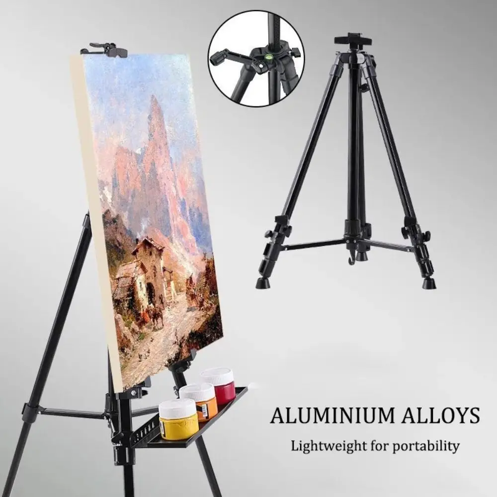 Painting & Sketch Colored Aluminium Easel Telescopic Height Durable Tripod Display Shelf Adjustable Painting Easel Shelf Artist