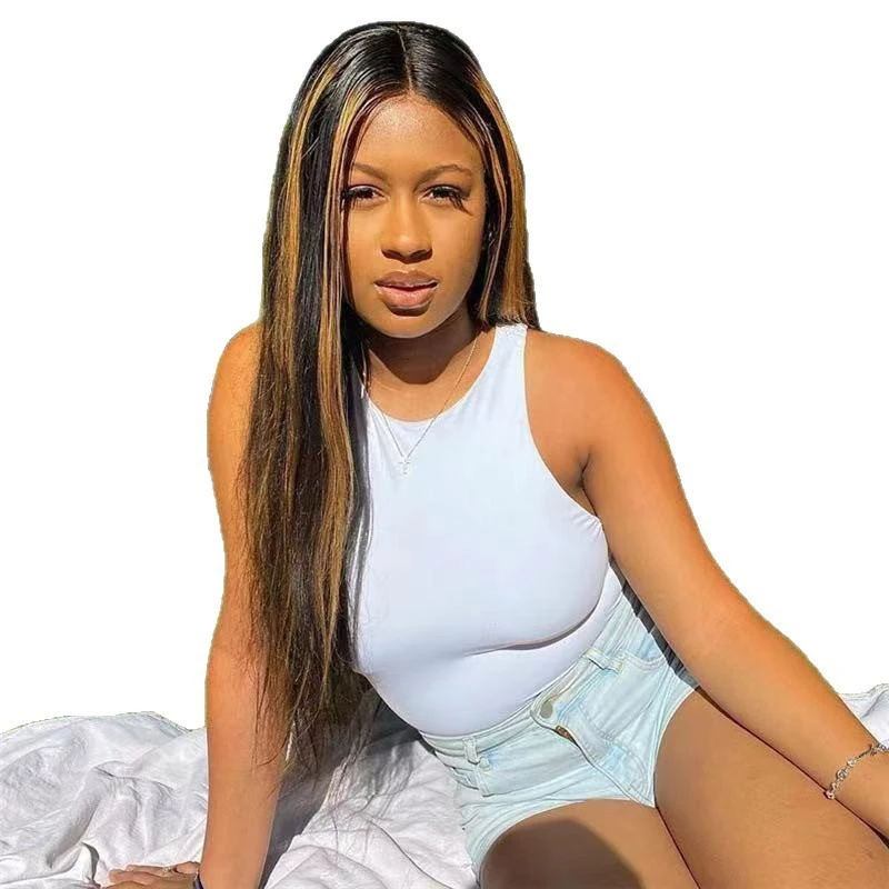 วิกผมยาวตรงสำหรับงานเลี้ยงอาหารค่ำ สไตล์ยุโรปและอเมริกา สำหรับผู้หญิง  ทรงผมแสกกลาง มีหน้าม้า  เหมาะสำหรับการแสดงบนเวที  ช่วยเสริมลุคให้โดดเด่น