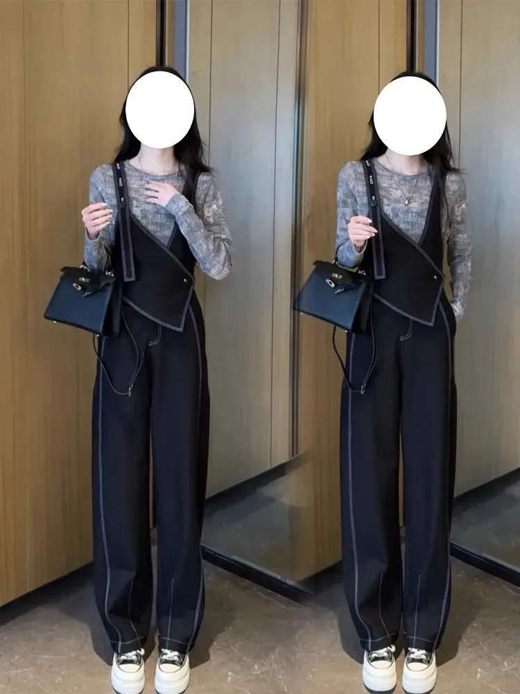 

Весенний сезон, комбинезон для похудения с принтом тай-дай, тяжелый рабочий костюм с двойными бретелями, крутой цветной моющийся женский костюм из двух предметов