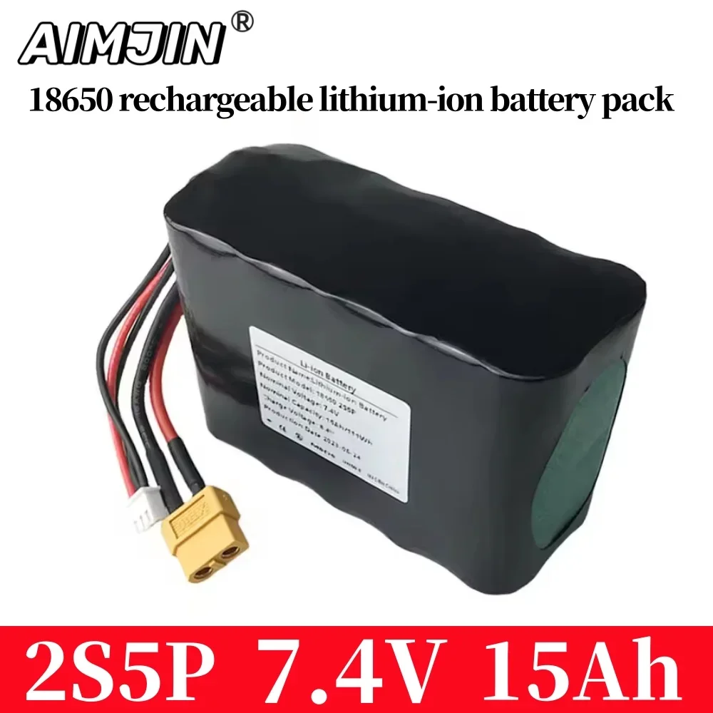 2S5P 7.4V 15Ah Rechargeable 18650 Lithium Ion Battery Pack XT60 XH2.54-3P Plug，For Various RC Airplane Quadrotor