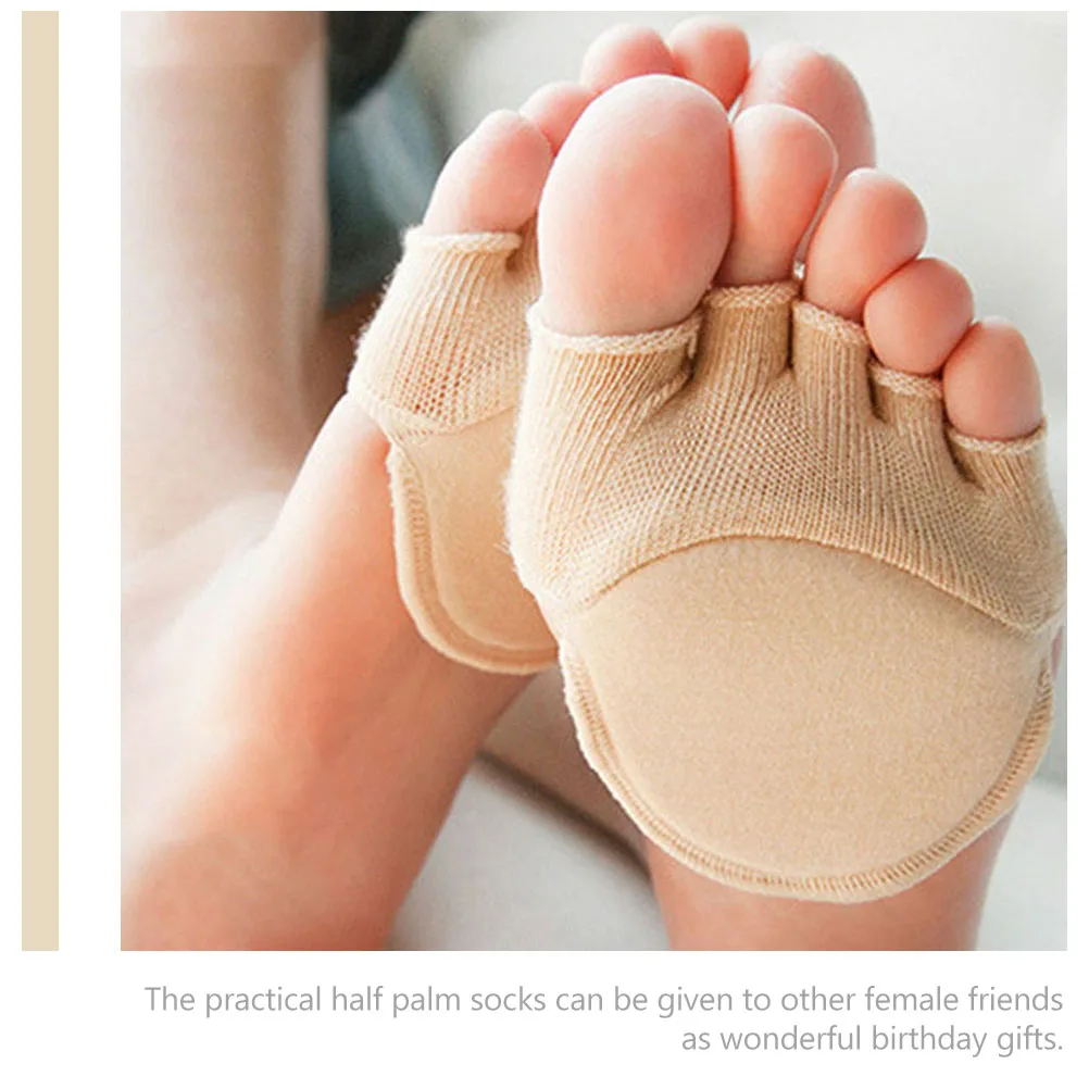 

2 Pairs Open Toe Five-finger Socks High Topper Women Men Breathable Thin Non-slip Sole Sandal Socks Toe Pads Half Palm Friendly