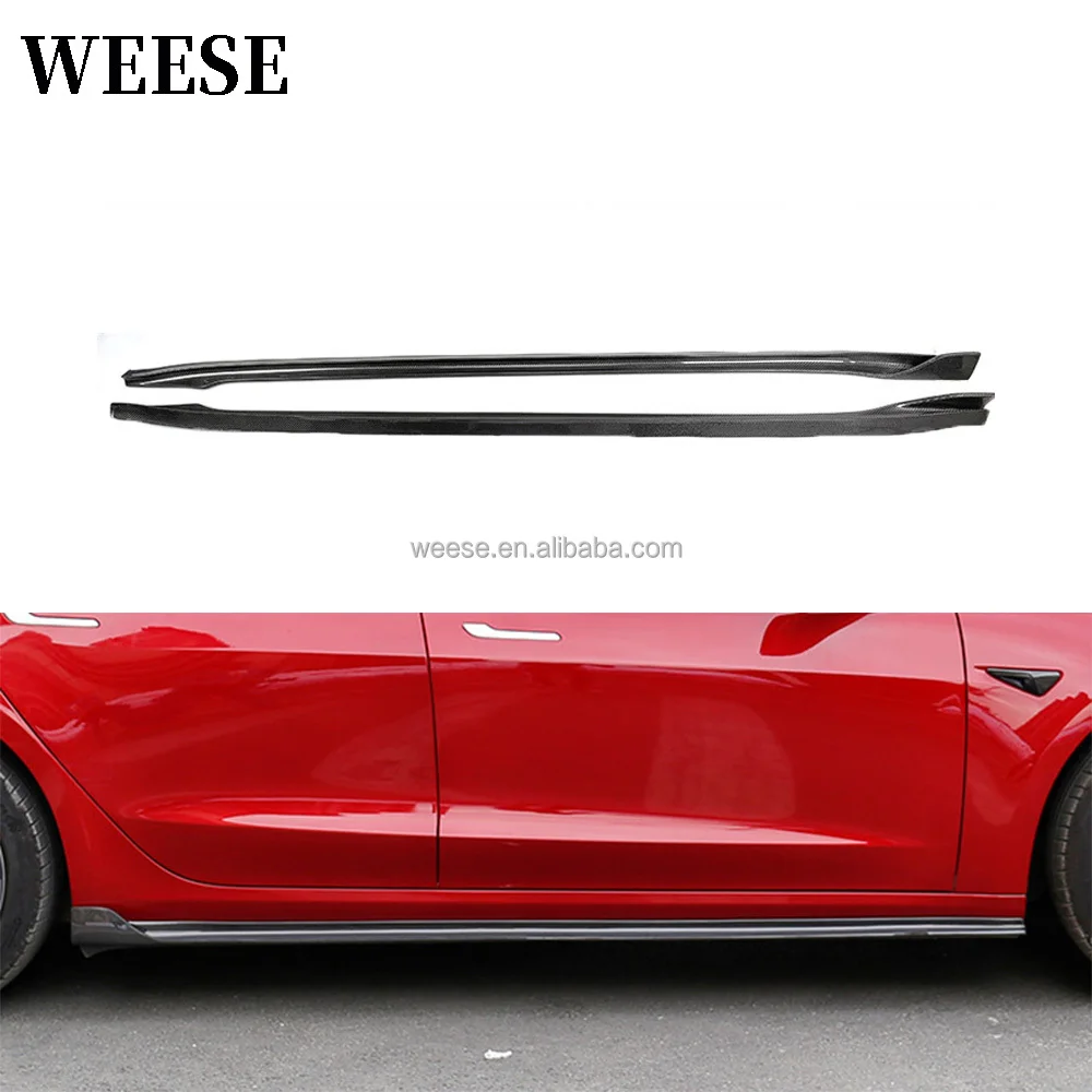 

WEESE High Quality Side Skirts Real Carbon Fiber V Style Body Kit for Teslal Model 3 Factory Price Wholesale