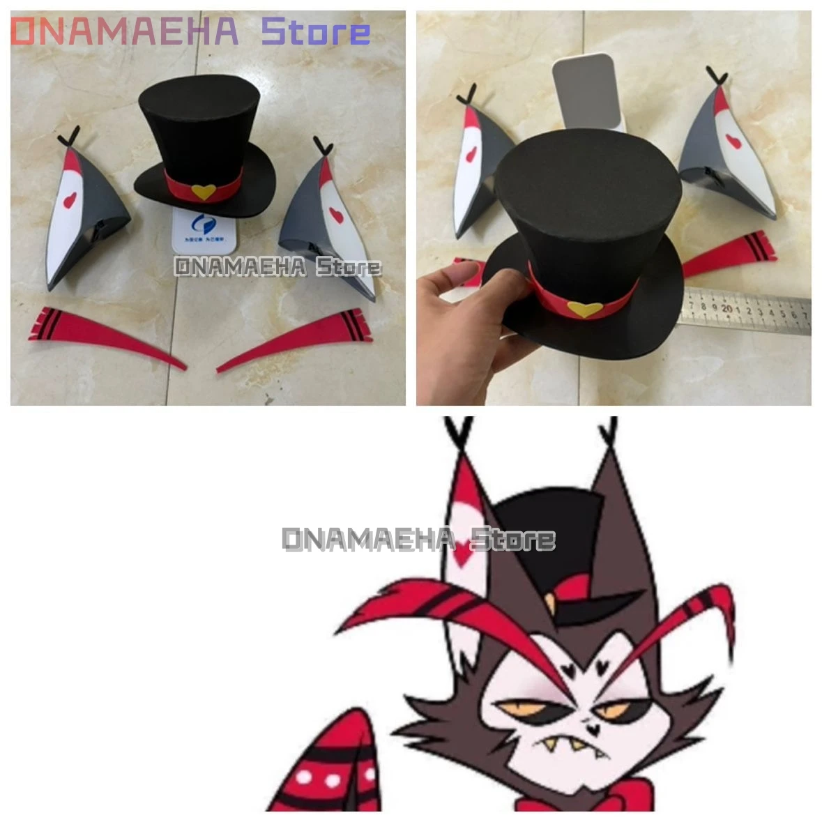 ONAMAEHA@Anime Husk Cosplay Costume Ear Hat Tail Hazbin2 Cosplay Accessory Props Husk Decorative handmade Prop 3Pc Woman Costume view 6
