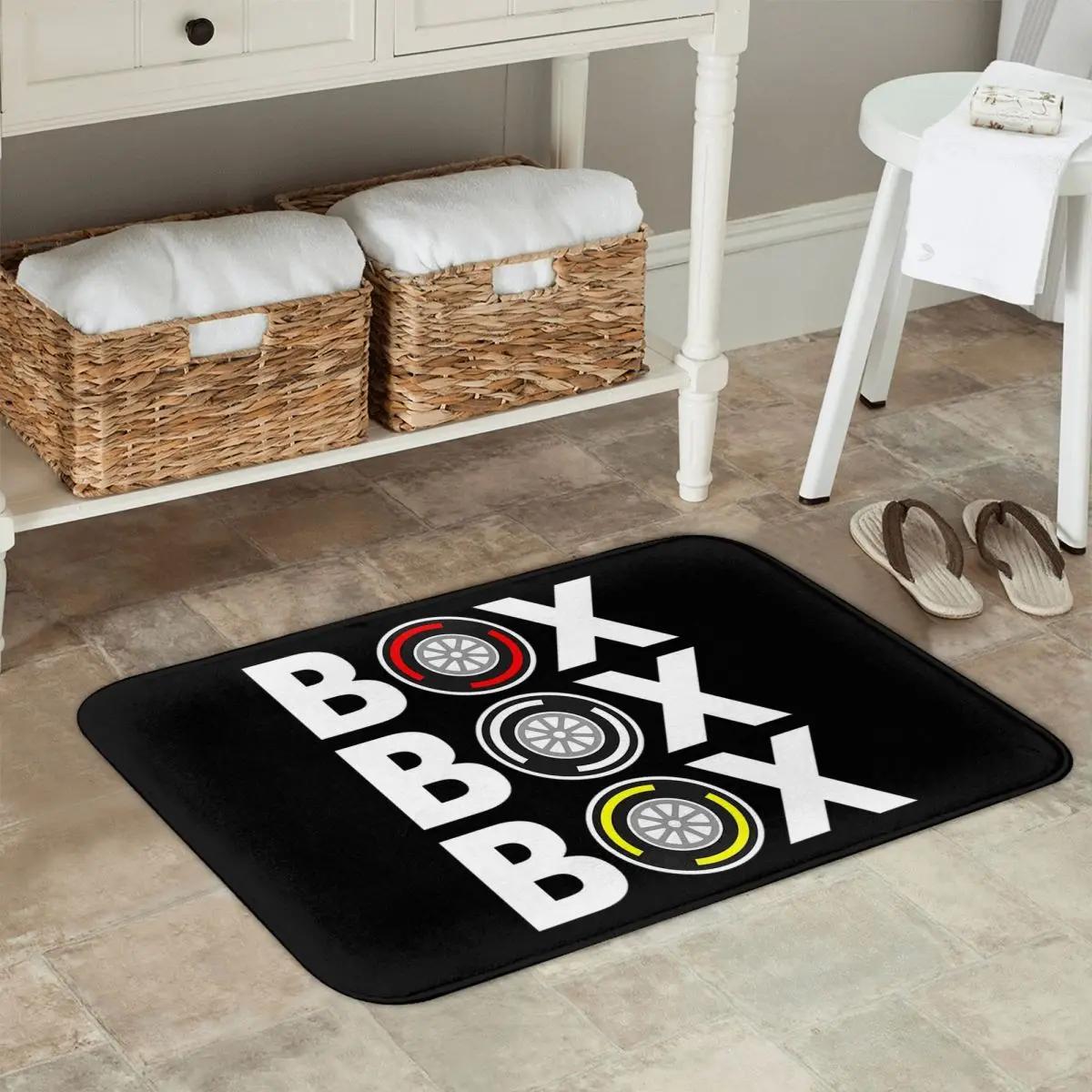 Box Box Box F1 Tyre Compound White Text Design Non-slip Doormat Floor Mat Carpet Rug for Kitchen Entrance Home Footpad Mats