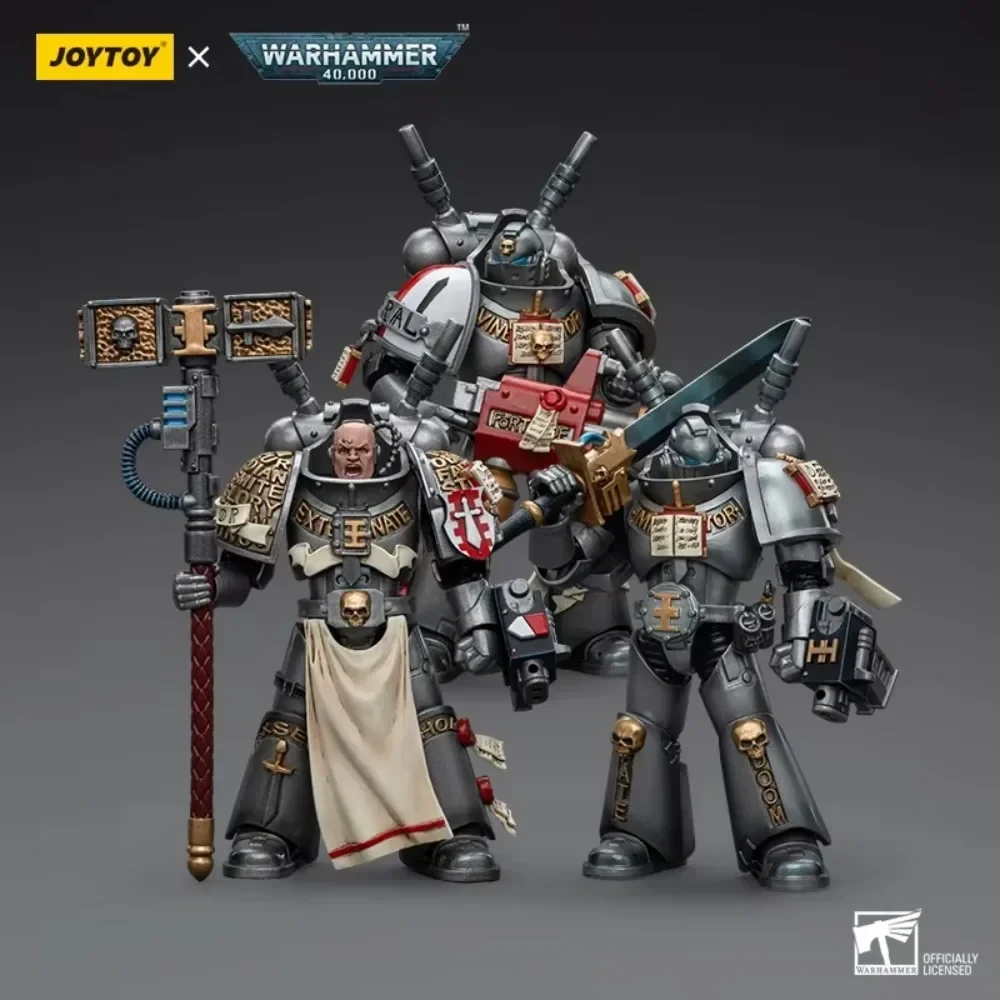 [In-Stock] JOYTOY Warhammer 40k 1/18 Action Figure Grey Knights Strike Squad Justicar Psilencer Psycannon Anime Model Collection