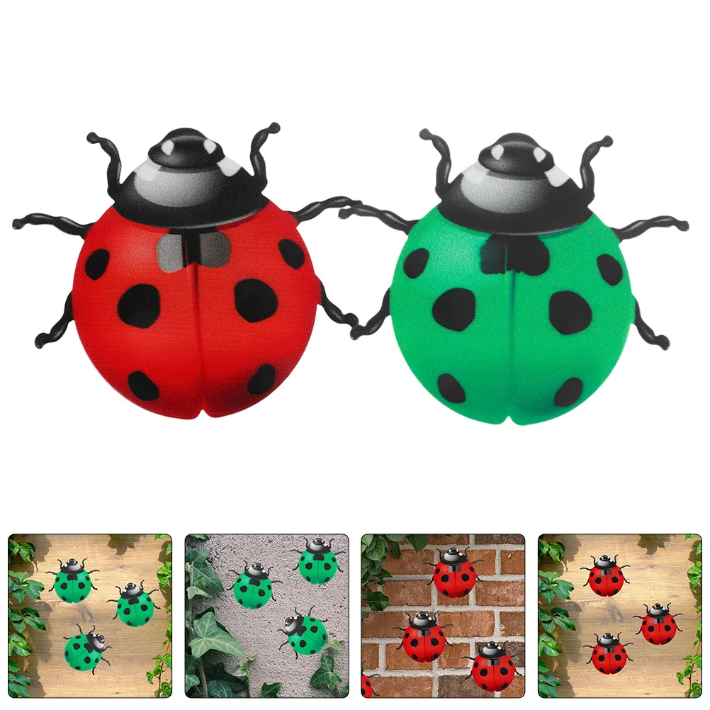

Fairy Garden Ladybug Wrought Iron Beetle Wall Hanging Ornaments Household Decoration