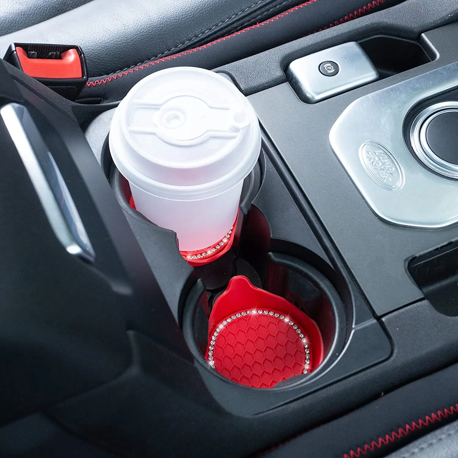 2PCS Car Cup Coaster, Non-Slip Cup Saucer with Bling Crystal Rhinestone for Car Cup Holder, Drink Rack