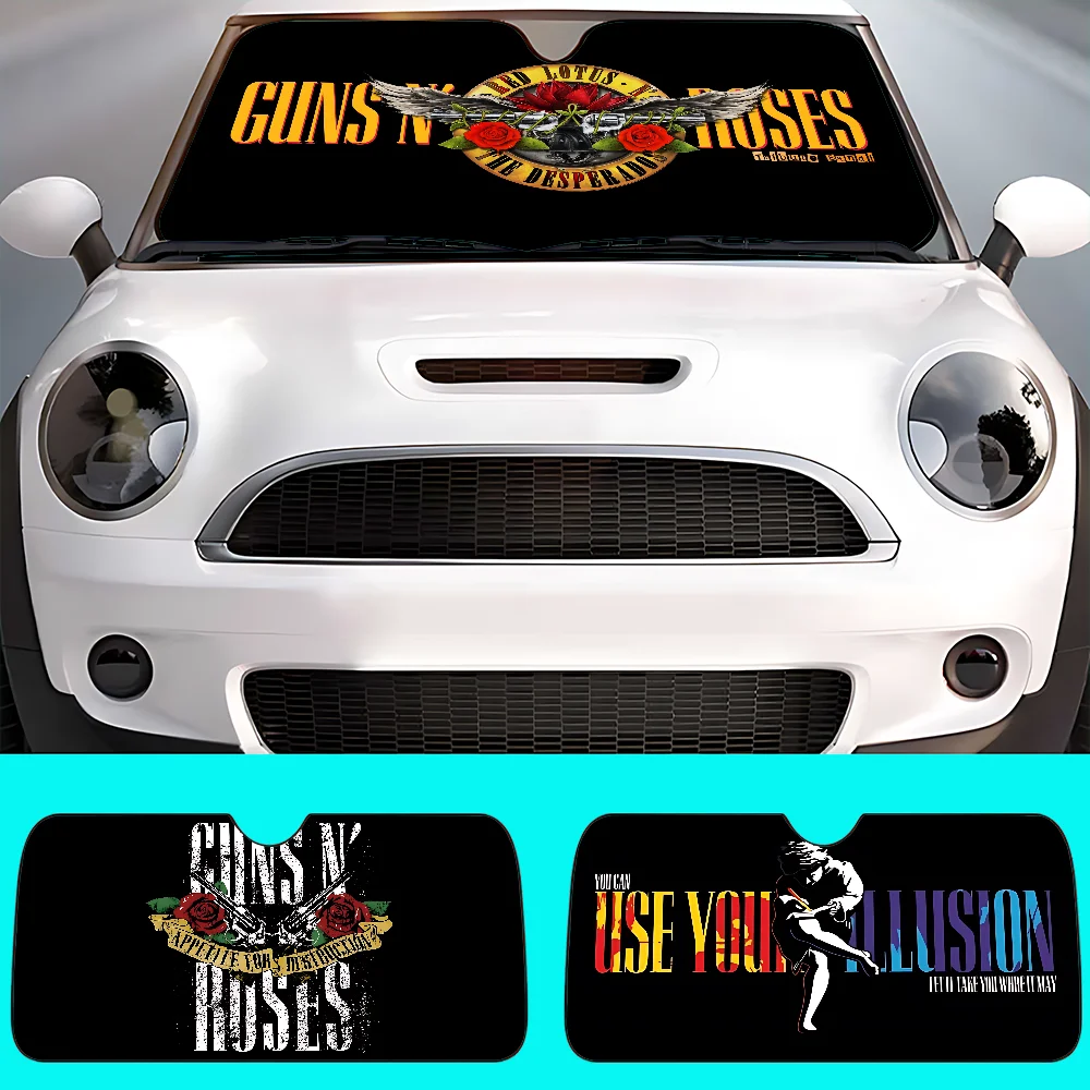 G-Guns N' Roses Pára-sol para carro, para-brisa, janela de carro, proteção contra o sol, viseira automática, acessórios para carro