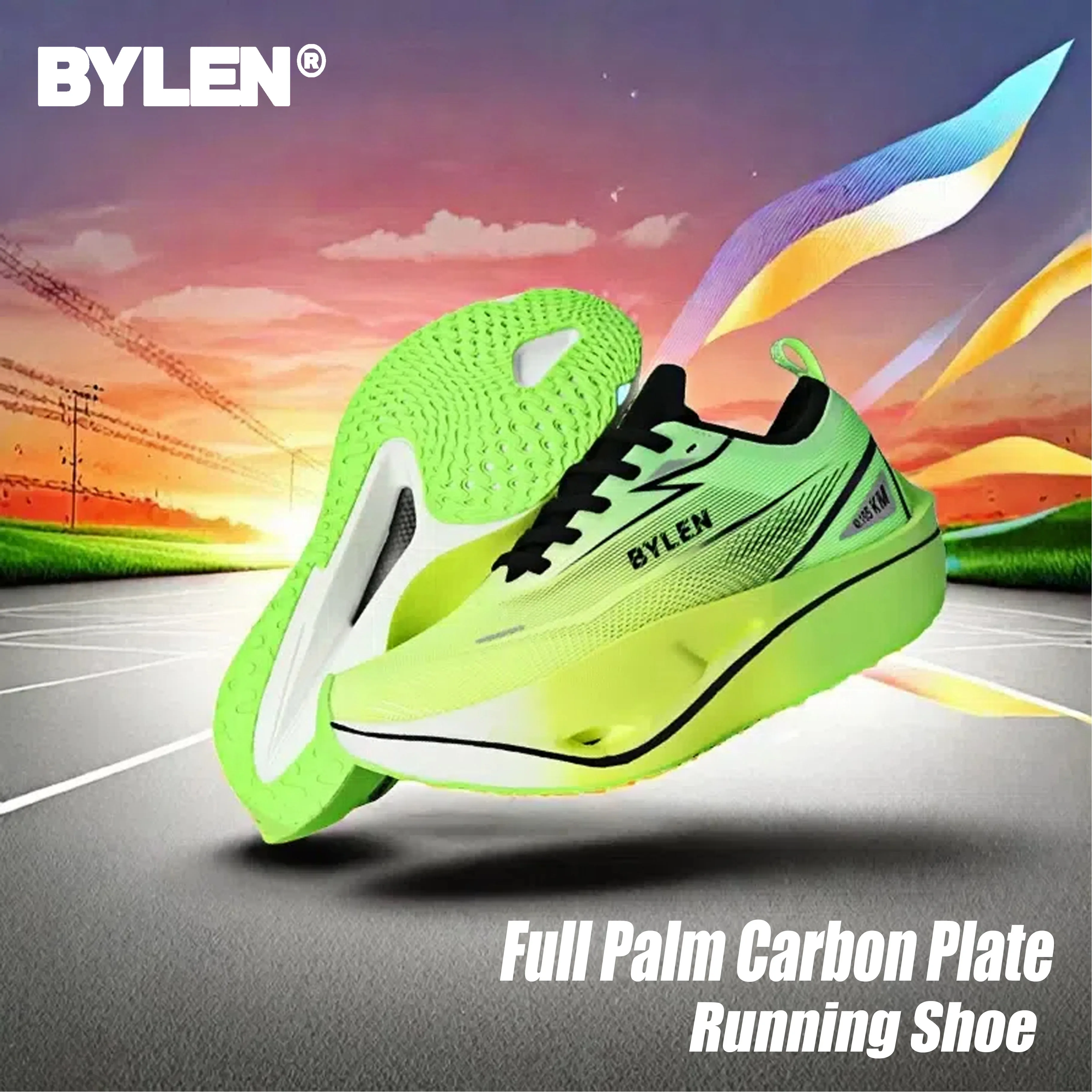 BYLEN 2025 New Men Professional Marathon Racing Running Shoes Full Palm Carbon Plate Sports Shoes