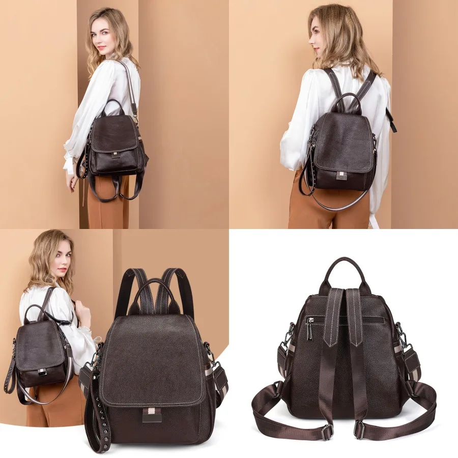 

【Новый стиль】Женский рюкзак в новом корейском стиле, модная универсальная женская сумка с защитой от кражи, с откидной крышкой, вместительный рюкзак.