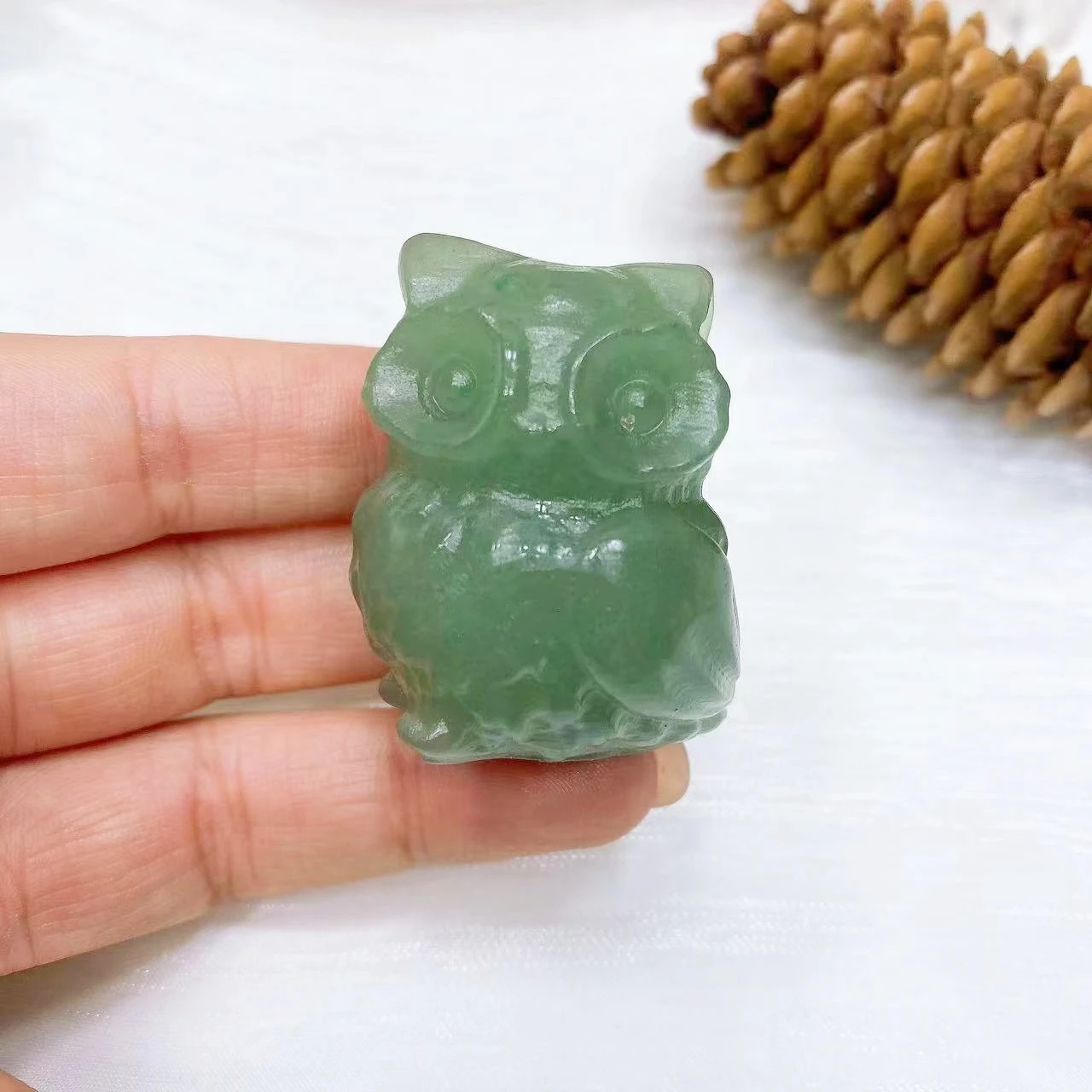 40mm Crystal owl Statue Hand Carved Natural Quartz Stone Animal Small Figurine Reiki Healing Home Decor Ornament Children Gift